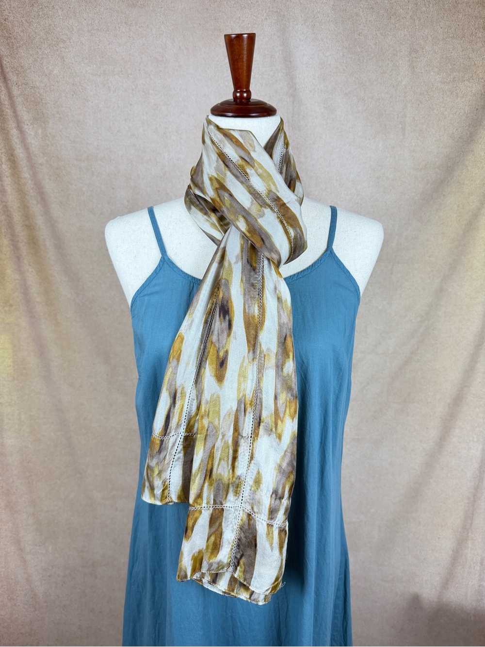 Beige & Gold Silky Scarf